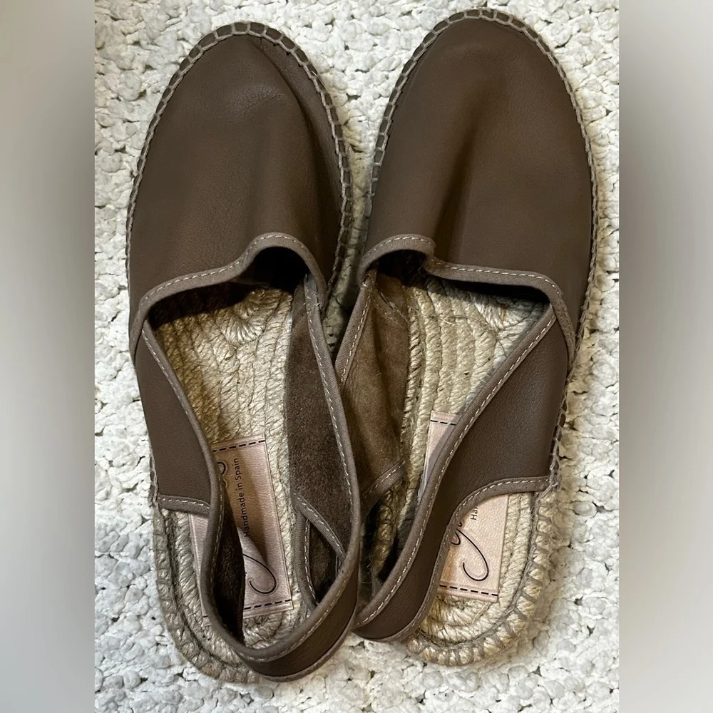 Gaimo Leather Slingback Open Toe Espadrille Sandals